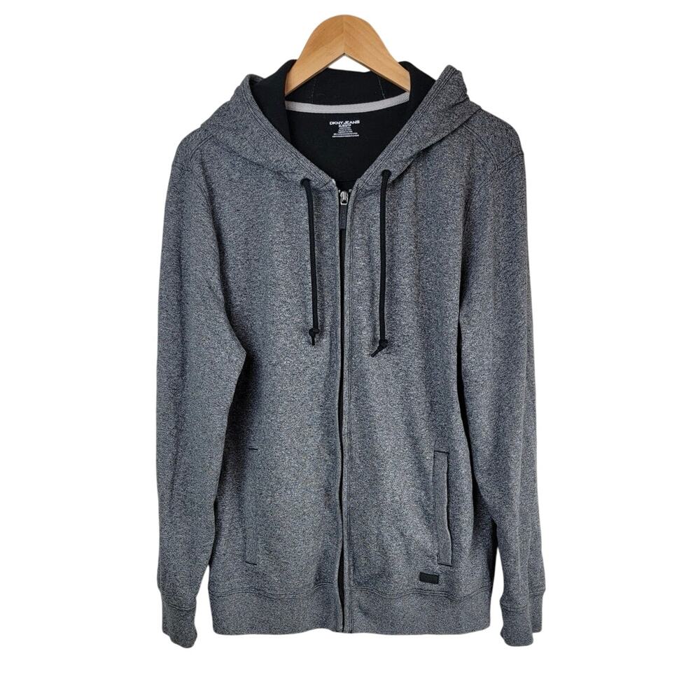 DKNY Men's Gray Zip Up Hooded Jacket | Zip Up‎ Hoodie | Size XL